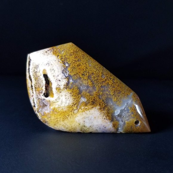 Large Petrified Wood Opal with Druzy * drilled cab * 58.03 x 32.93 x 8.11mm - Picture 8 of 10